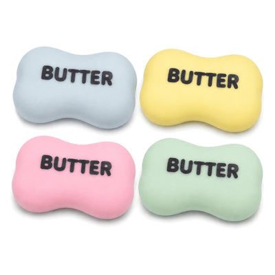 Four colorful crunchy soap squishy toys
