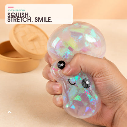 Yoking Bao Bun Squishy Toy with Mini Steamer, 1 Pack