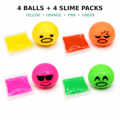 Yoking 4-Pack Puking Egg Slime Toys with 4 Slime Packs, Ages 14+