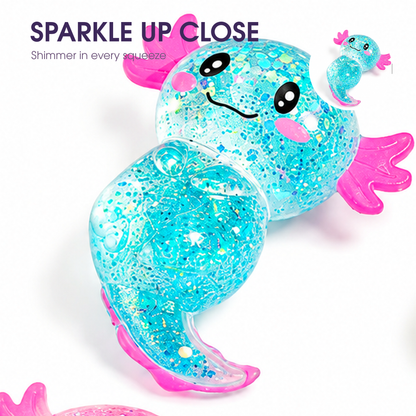 Yoking Standing Axolotl Squishy Toys, Glitter 4 Pack
