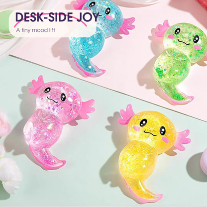 Yoking Standing Axolotl Squishy Toys, Glitter 4 Pack