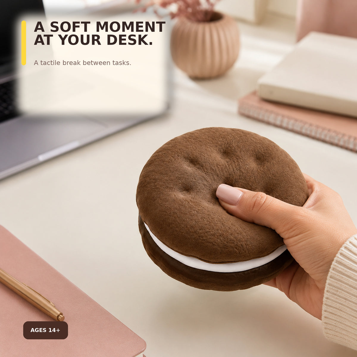 Yoking Sandwich Cookie Squishy Toy, Slow-Rising PU Foam, Ages 14+