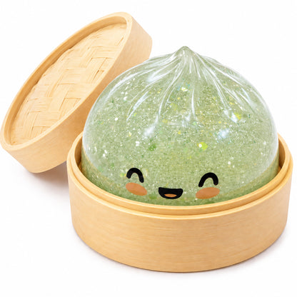 Yoking Bao Bun Squishy Toy with Mini Steamer, 1 Pack