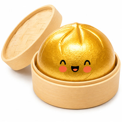 Yoking Bao Bun Squishy Toy with Mini Steamer, 1 Pack