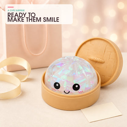 Yoking Bao Bun Squishy Toy with Mini Steamer, 1 Pack