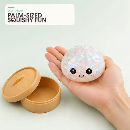 Yoking Bao Bun Squishy Toy with Mini Steamer, 1 Pack