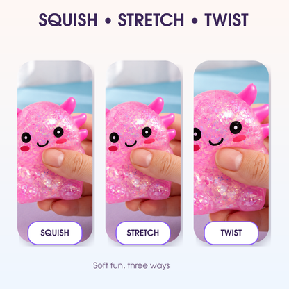 Yoking Sitting Axolotl Squishy Toys, Glitter 4 Pack