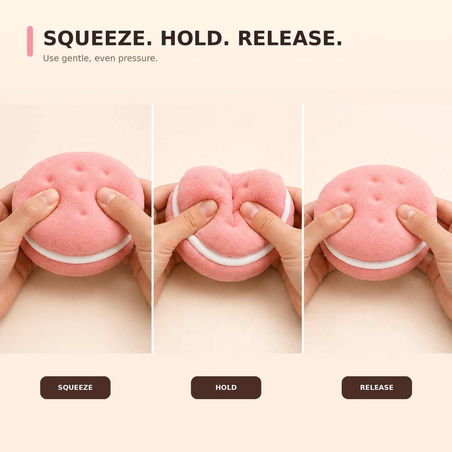 Yoking Sandwich Cookie Squishy Toy, Slow-Rising PU Foam, Ages 14+