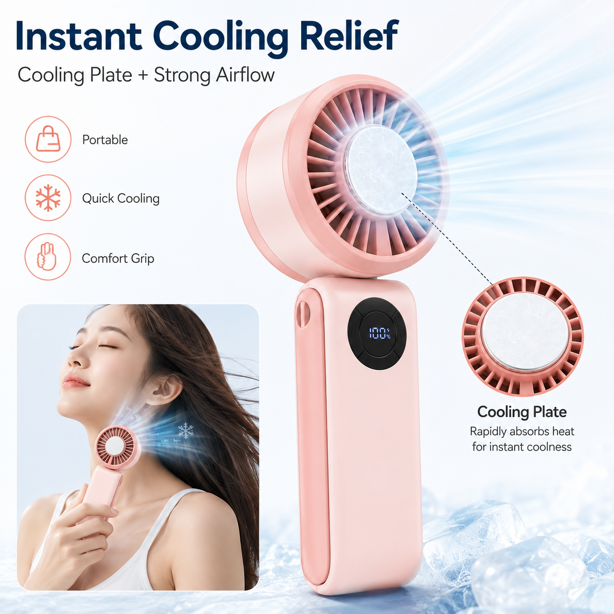 T50 High-Speed Rechargeable Handheld Fan