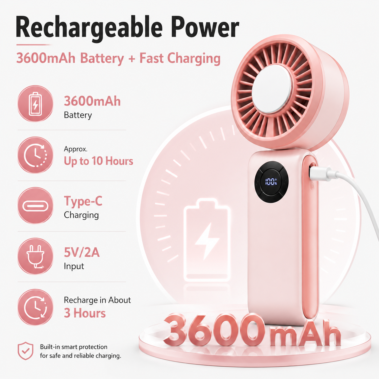 T50 High-Speed Rechargeable Handheld Fan
