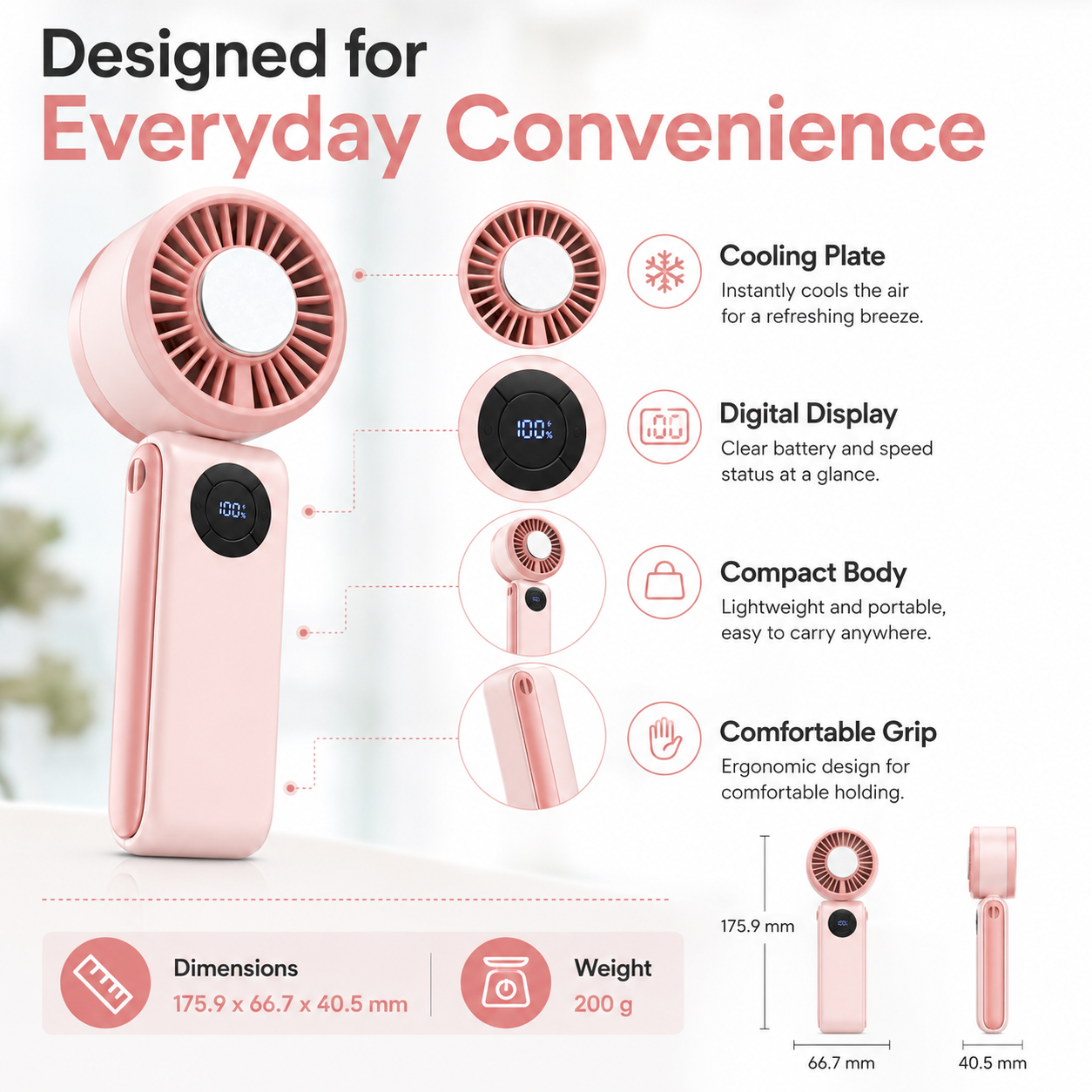 T50 High-Speed Rechargeable Handheld Fan
