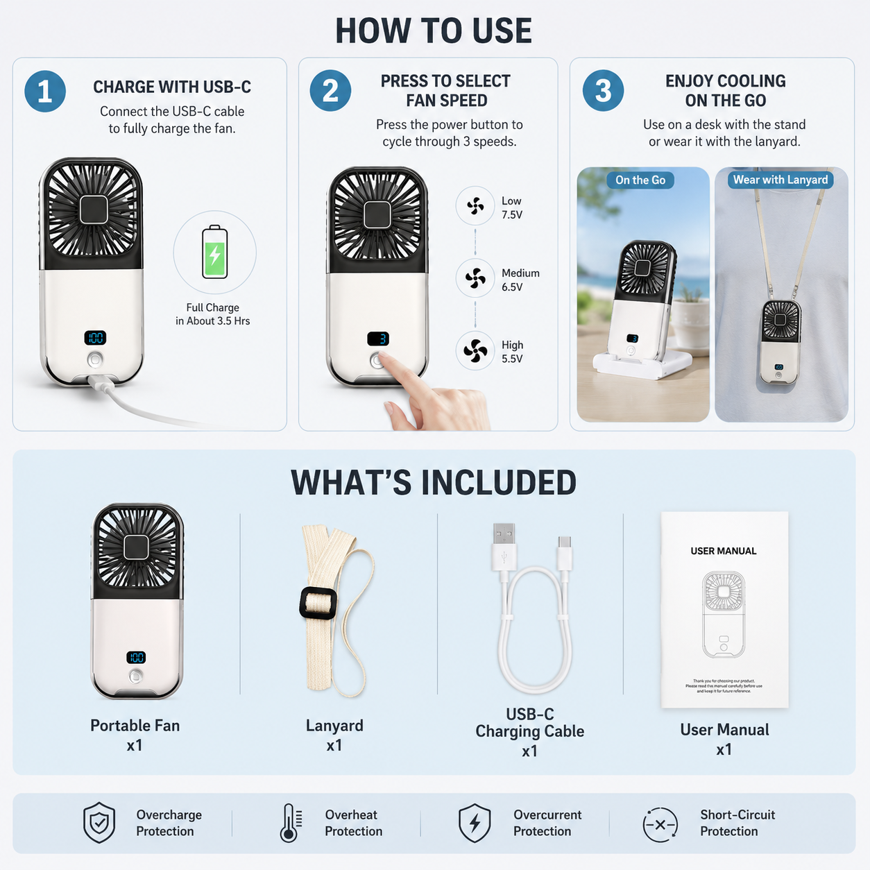 F30 Pro Max Rechargeable Handheld Fan